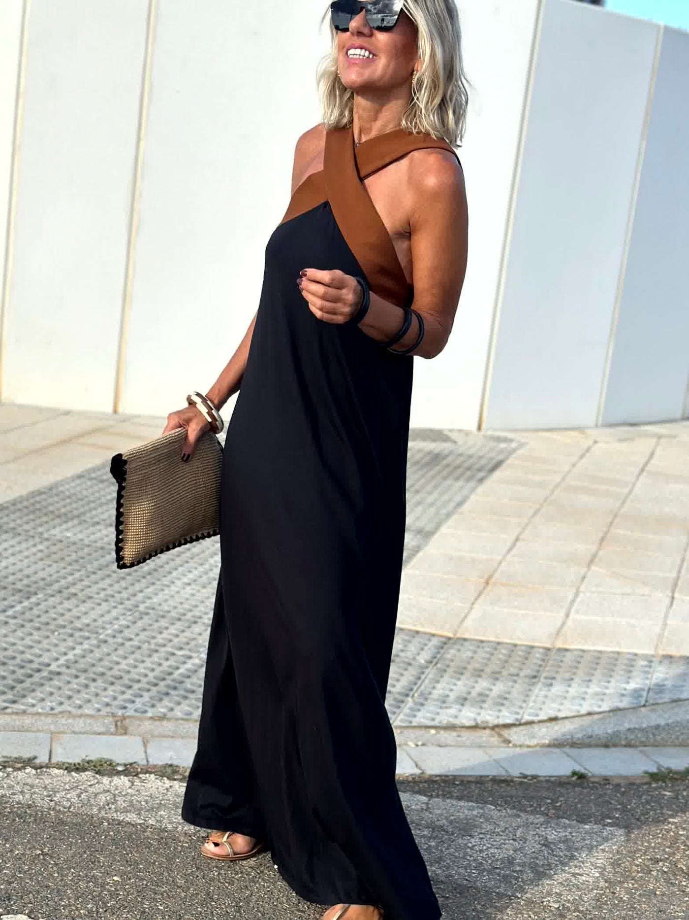 APOLLO™ Rosa | Elegantes Kleid mit offenem Rücken und modischem Wickelkragen