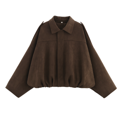 Laura – Stilvolle Oversize-Suede-Bomberjacke mit Vintage-Look