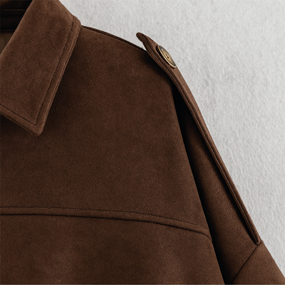 Laura – Stilvolle Oversize-Suede-Bomberjacke mit Vintage-Look