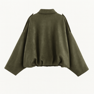 Laura – Stilvolle Oversize-Suede-Bomberjacke mit Vintage-Look