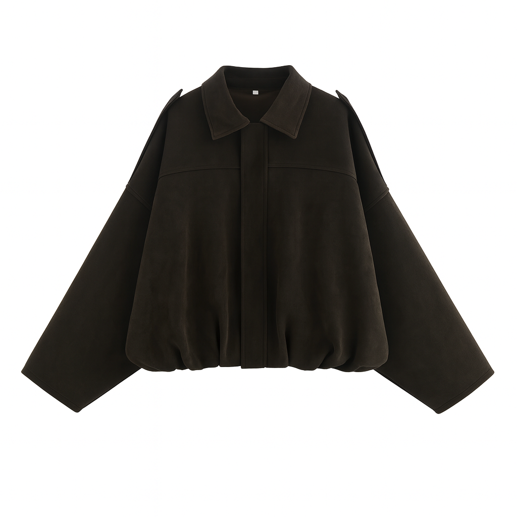 Laura – Stilvolle Oversize-Suede-Bomberjacke mit Vintage-Look