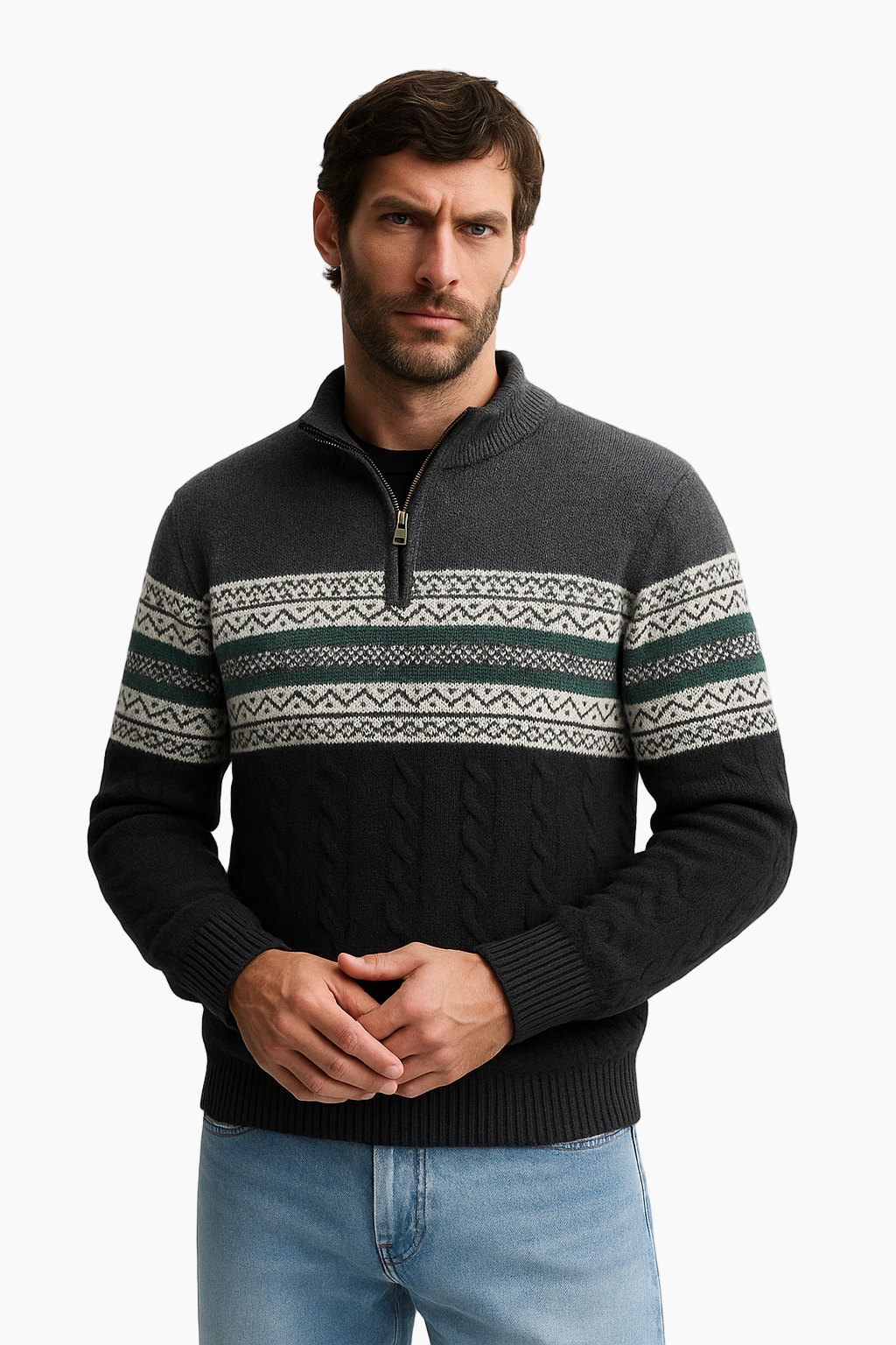 Apollo™ | Klassisches Hemd mit Reißverschluss und traditionellem Muster